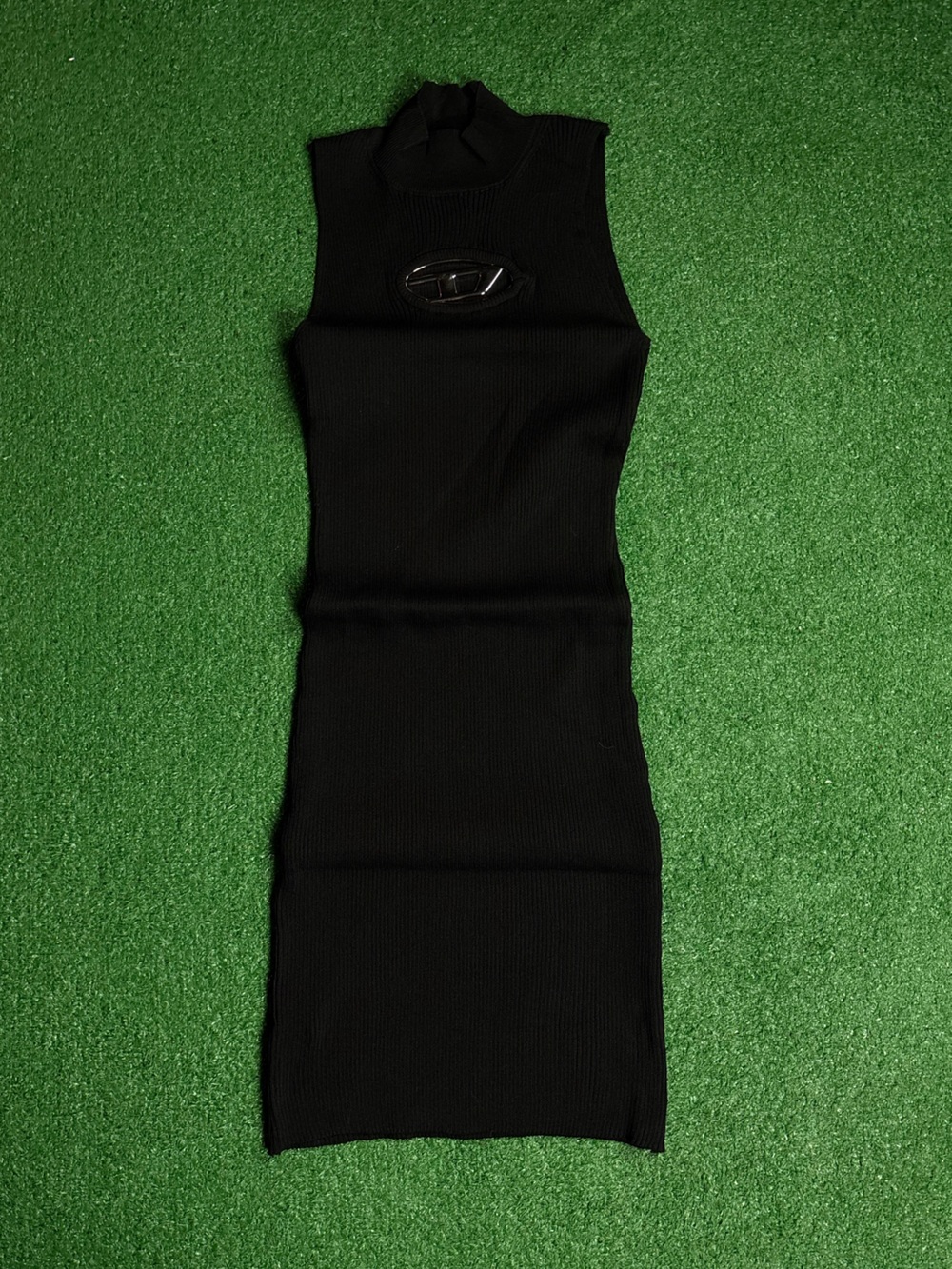 Sleeveless Black Midi Knit Dress